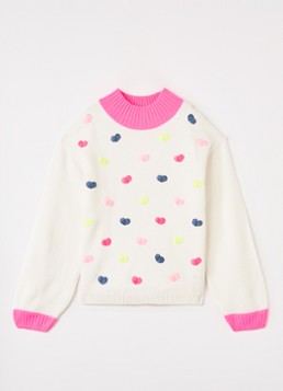 Billieblush Meisjes Fijngebreide trui in wolblend met borduring in de kleur Gebroken wit, maat: 104