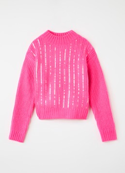 Billieblush Dames Grofgebreide trui met pailletten in de kleur Fuchsia, maat: 128