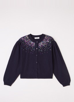 Billieblush Meisjes Fijngebreid vest met pailletten in de kleur Donkerblauw, maat: 104