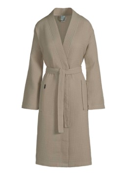 Vandyck Dames Biarritz badjas met wafelstructuur - unisex in de kleur Beige, maat: L