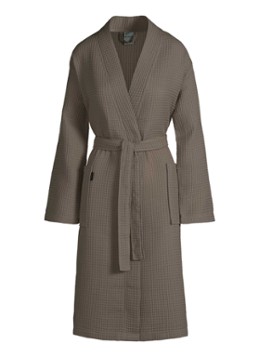 Vandyck Dames Biarritz badjas met wafelstructuur - unisex in de kleur Donkerbruin, maat: L