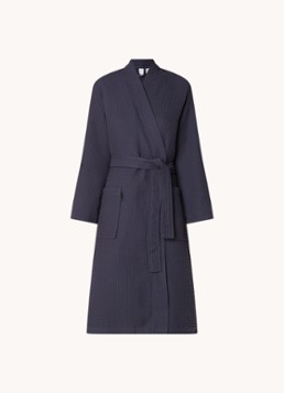 Vandyck Dames Biarritz badjas met structuur - unisex in de kleur Blauw, maat: Medium