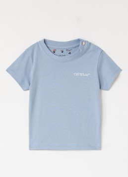 Off-White Jongens Scribble Diag T-shirt met logo- en backprint in de kleur Staalblauw, maat: 92