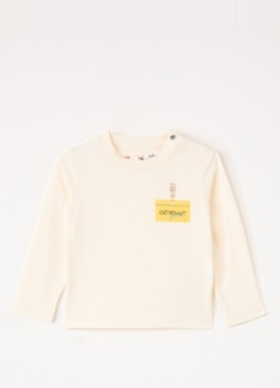 Off-White Jongens Badge Gallery longsleeve met logoprint in de kleur Beige, maat: 68
