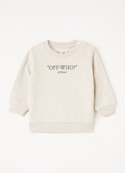 Off-White Jongens Sweater met logoprint in de kleur Grijsmele, maat: 74