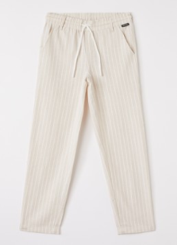 Retour Jeans Jongens Jurgen straight fit pantalon met streepprint in de kleur Beige, maat: 15/16J