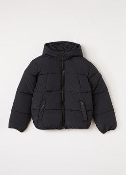 Retour Jeans Jongens Dominic puffer jack met capuchon in de kleur Zwart, maat: 176