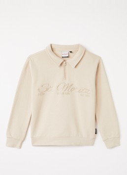 Retour Jeans Jongens Gino sweater met kraag en halve rits in de kleur Lichtbruin, maat: 176