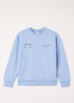 Retour Jeans Jongens Kelto sweater met logo- en backprint in de kleur Lichtblauw, maat: 140