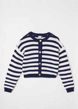 Retour Jeans Meisjes Cindy grofgebreid met streepprint in de kleur Donkerblauw, maat: 8Y=128