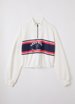 Retour Jeans Meisjes Shala sweater met halve rits in de kleur Gebroken wit, maat: 14Y=164
