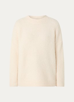 Selected Dames Gabriella grofgebreide trui in alpaca wolblend in de kleur Gebroken wit, maat: M
