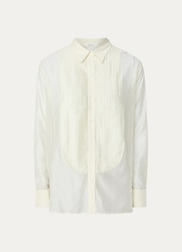 Selected Dames Iris semi-transparante blouse met plissé in de kleur Gebroken wit, maat: 38