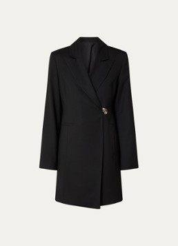 Selected Dames Lisa mini blazerjurk met overslag en paspelzakken in de kleur Zwart, maat: 34
