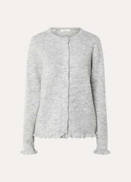 Selected Dames Lulu fijngebreid vest in alpaca wolblend in de kleur Lichtgrijs, maat: S