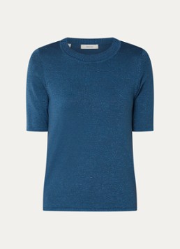 Selected Dames Lura trui met lurex in de kleur Staalblauw, maat: S