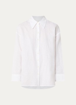Selected Dames Cleo oversized blouse in linnenblend in de kleur Wit, maat: 38