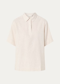 Selected Dames Luisa polo in linnenblend in de kleur Beige, maat: 36