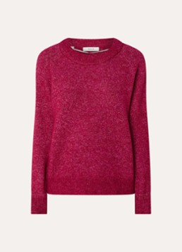 Selected Dames Lulu grofgebreide trui in alpaca wolblend in de kleur Cranberryrood, maat: S