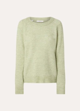 Selected Dames Lulu fijngebreide trui in alpaca wolblend in de kleur Lindegroen, maat: M