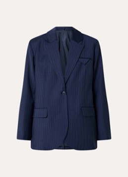 Selected Dames Sanne blazer in wolblend met schoudervulling en streepprint in de kleur Donkerblauw, maat: 36