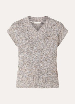 Selected Dames Ivy grofgebreide spencer met gemêleerd dessin in de kleur Lichtbruin, maat: M
