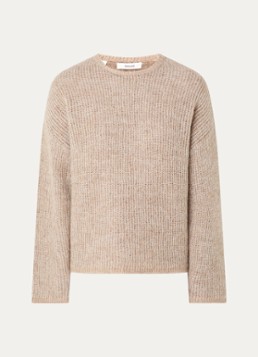 Selected Dames Lulu grofgebreide trui in alpaca wolblend in de kleur Zand, maat: XL
