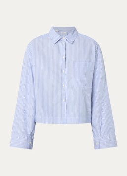 Selected Dames Dannie blouse met streepprint in de kleur Blauwgrijs, maat: 38
