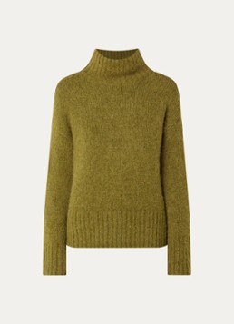 Selected Dames Gabriella grofgebreide trui met col in de kleur Mosgroen, maat: XL