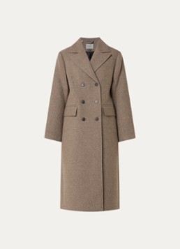 Selected Dames Mantel in wolblend met klepzakken in de kleur Zand, maat: 34