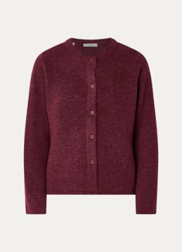 Selected Dames Lulu fijngebreid vest in wolblend met ronde hals in de kleur Bordeauxrood, maat: L
