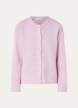 Selected Dames Lulu fijngebreid vest in wolblend met ronde hals in de kleur Roze, maat: XL