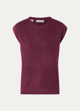 Selected Dames Lulu grofgebreide spencer in alpaca wolblend in de kleur Bordeauxrood, maat: M