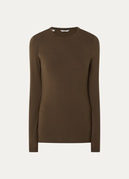 Selected Dames Manja longsleeve met ronde hals in de kleur Bruin, maat: S