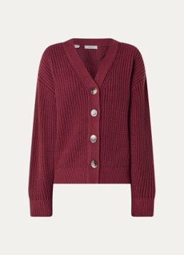 Selected Dames Selma ribgebreid vest met V-hals in de kleur Bordeauxrood, maat: XS
