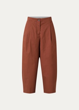 Selected Dames Carmen high waist wide fit cropped broek met steekzakken in de kleur Steenrood, maat: 40