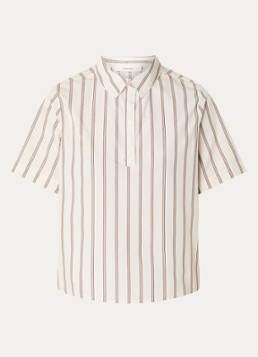 Selected Dames Gina polo met streepprint in de kleur Creme, maat: 34