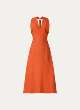 Selected Dames Lisa maxi jurk met V-hals in de kleur Donkeroranje, maat: 34