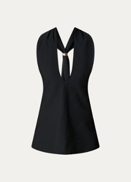 Selected Dames Lisa haltertop met sjaalkraag in de kleur Zwart, maat: 36