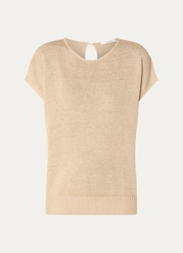 Selected Dames Mia grofgebreide top in linnenblend met keyhole in de kleur Goud, maat: M