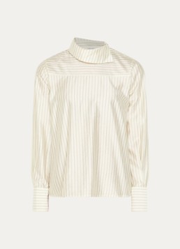 Selected Dames Slwconnie tuniek van satijn met streepprint in de kleur Gebroken wit, maat: 42