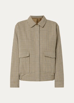 Selected Dames Elara bomberjack met ruitdessin en klepzakken in de kleur Cognac, maat: 34