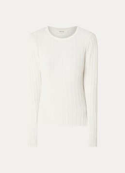 Selected Dames Toledo grofgebreide pullover met ronde hals in de kleur Wit, maat: L