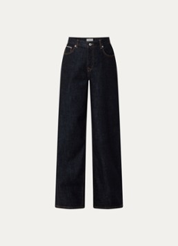 Selected Dames Shelly high waist wide leg jeans met donkere wassing in de kleur Indigo, maat: W 31