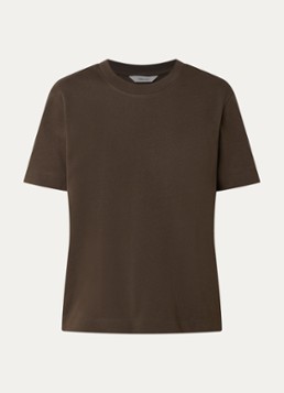 Selected Dames Essential T-shirt met ronde hals in de kleur Donkerbruin, maat: XL