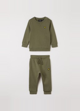 Lyle & Scott Jongens Set van sweater met joggingbroek 2-delig in de kleur Legergroen, maat: 12M=80