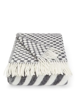 Klippan Dot and Stripe plaid van lamswol 130 x 180 cm Zwart - Deal