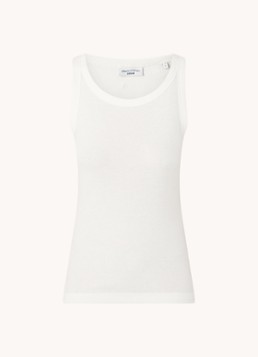 Marc O'Polo Denim Dames Tanktop met ribstructuur in de kleur Gebroken wit