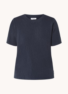 Marc O'Polo Denim Dames T-shirt van katoen in de kleur Donkerblauw