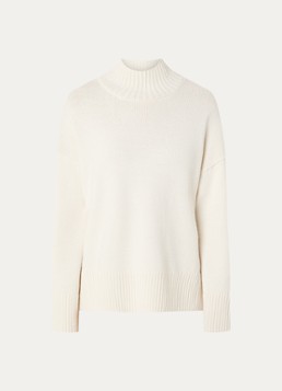 Marc O'Polo Denim Dames Fijngebreide trui in wolblend met opstaande kraag in de kleur White Blush